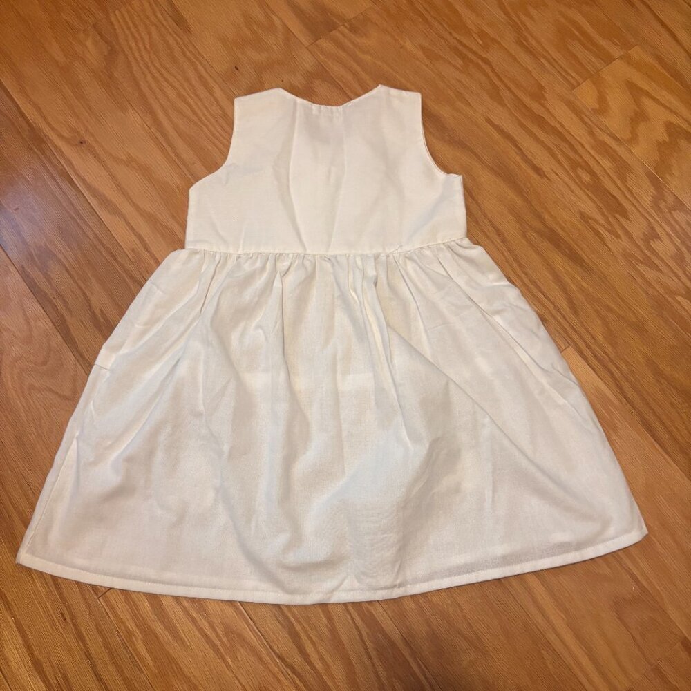 Vintage Walk Walk Baby Girls White Elephant Patch Button Dress Size 3 Thailand - Picture 2 of 6